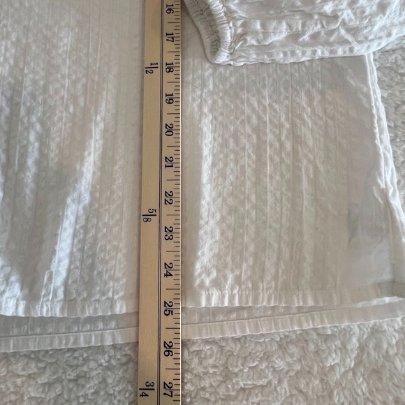 Boho Peasant Blouse New Directions White Cotton Embroidered Tassel Top L - Picture 10 of 10